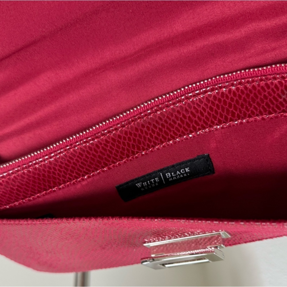 Brand New White House Black Market Burgundy and Silver Leather Crossbody Clutch - Picture 7 of 8